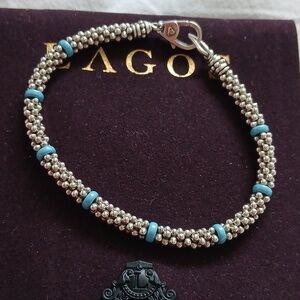 LAGOS Sterling Silver Beaded Bracelet with Turquoise Accent Beads